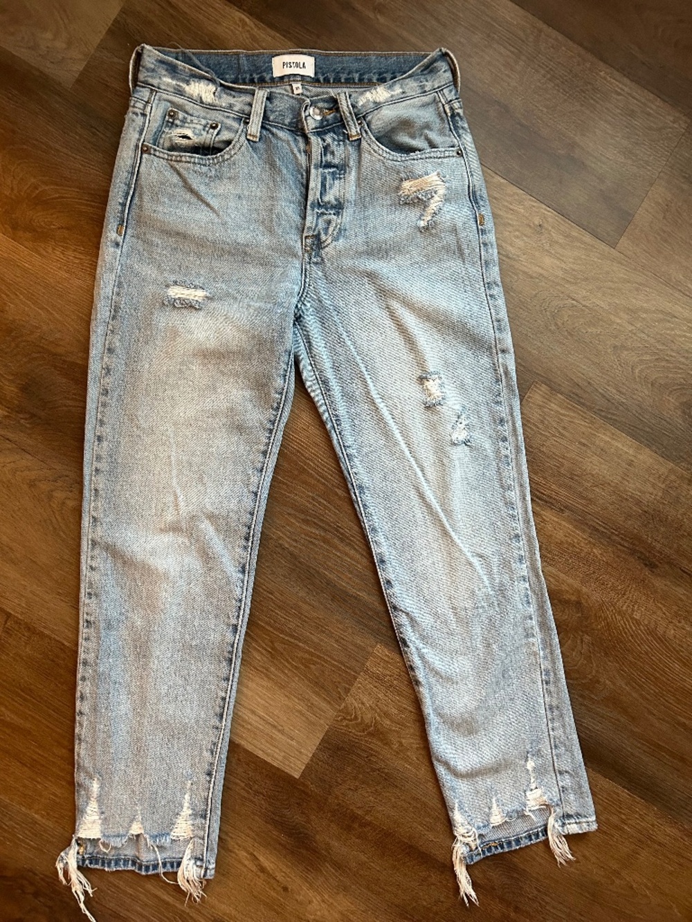 Pistola Size 25 Light Wash Distressed High Rise Crop Jeans
